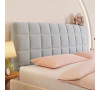 UHVUJDUI Velluto Copri Testiera Letto Matrimoniale/Singolo/Una Piazza E Mezza Imbottita Elasticizzato Universale Copertura Testiera Letto Per Ferro Battuto/Legno/Pelle(Light gray,140cm)