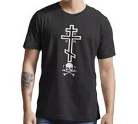 UHYft66AWZ Orthodox Dark Cross with Skull of Adam T-Shirt Black XL
