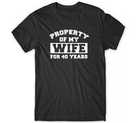 UHYft66AWZ Property of My Wife for 40 Years Mens Funny Unisex T-Shirt Black M