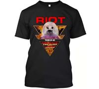 UHYft66AWZ Riot V Fire Down Under Tour 81-82 American Heavy Metal T-Shirt Black XL