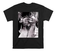 UHYft66AWZ Sexy Tattoo Girl's Body Naked T-Shirt Black L