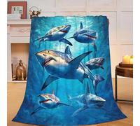 UIAMT Coperta in flanella con squalo marino nautico, decorazione subacquea, coperta in pile, regalo per amanti, ragazze, ragazzi, bambini, adulti, donne, letto, viaggio, 101,6 x 127 cm