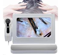 UIBAO Analizzatore Professionale di Pelle e Capelli con Doppio Ingrandimento 50x/200x, Schermo HD 10 Pollici 10 Milioni di Pixel,Rilevatore Follicolare per Diagnosi Cuoio Capelluto Silver