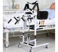 UIBAO Sollevatore Idraulico per Pazienti con Mobilità Ridotta, Sedia Trasferimento Regolabile in Acciaio,Schienale e Sedile Divisi 180° con Vasino Portatile,Pedale Antiscivolo,Fino a 200 kg Black