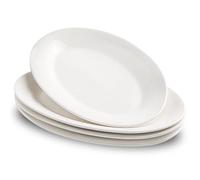UIBFCWN Piatto da Portata, Set di 4 Piatti Ovali, 25,1x16,3 cm, Stoviglie per Feste, Vassoi da Forno per Carne di Tacchino, Pesce, Aperitivi, Antipasti, Dessert, Bianco