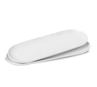 UIBFCWN Set di 2 Piatti da Portata Grande Ovali 34,8 x 13,3cm, Vassoi da Portata in Ceramica per Feste e Intrattenimenti, Piatti in Porcellana Grandi per Insalata, Bbistecca, Portata Principale, Cena