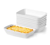 UIBFCWN Set di 8 Piatti da Forno in Ceramica, 400ML Pirofile da Forno in Ceramica Rettangolare, Ciotole in Porcellana per Creme Brûlée, Stampi in per Cottura Smaltata Mini per Torte, Lasagne