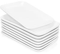 UIBFCWN Set di 8 Piatti da Portata Rettangolari, Piatti in Porcellana Bianca 25,5×15,7 cm, Servizio Piatti per Dessert, Antipasti, Sushi, Insalata, Dolce, Adatto per Microonde e Lavastoviglie