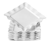 UIBFCWN Set di 8 Servizio da Piatti in Porcellana Bianca, Φ20cm Piatti da Dessert, Piatti Piani in Porcellana per Insalata, Torta, Pasta, Forno a Microonde e Lavabile in Lavastoviglie