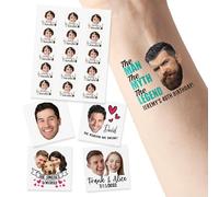 UIDMEN 15 pezzi tatuaggi personalizzati temporanei per il viso, adesivi per tatuaggi fotografici con nome, addio al nubilato, compleanno pietra miliare, regali per feste di nozze, divertenti tatuaggi