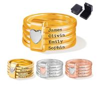 UIDMEN Anello con nome personalizzato donna, anelli impilabili con 2-7 nomi incisi, gioielli personalizzati per la famiglia, regali per mamma, nonna, moglie, fidanzata