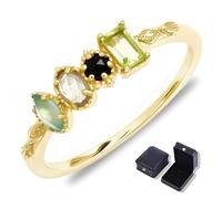 UIDMEN Anello con pietra portafortuna personalizzata per donne, gioielli per la famiglia, pietra portafortuna personalizzata 2-7, anello con pietra portafortuna multi-taglio, regalo di compleanno per