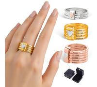 UIDMEN Anello personalizzato da donna, anelli impilabili con 2-7 nomi incisi, gioielli personalizzati per la famiglia, regali per mamma, nonna, moglie, fidanzata, festa della mamma