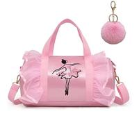 UIDMEN Borsa da ballo personalizzata per bambini, grande capacità, alla moda, borsa da ballo personalizzata, impermeabile, borsa da viaggio per bambini, borsa in pizzo rosa, borsa da yoga per ragazze,
