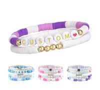 UIDMEN Braccialetti personalizzati con nome, braccialetti con lettere personalizzate da donna, ciondoli impilabili con iniziali dorate per ragazze, donne, moglie, figlia, nipote, bestie, sorella