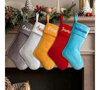 UIDMEN Calze natalizie in velluto personalizzate, nome ricamato personalizzato, grande calza di famiglia da 45,7 cm, decorazione natalizia per camino, albero, ringhiera, finestre, regali di Natale per