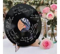 UIDMEN, Libro degli ospiti personalizzato in vinile, alternative al libro degli ospiti di nozze, nome personalizzato per sposi, decorazione per feste di nozze rustica, decorazione musicale