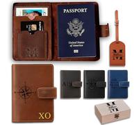 UIDMEN Porta passaporto personalizzato in vera pelle, portafogli passaporto, nome inciso personalizzato, protezione organizer per documenti di viaggio, regalo per papà, marito, fidanzato