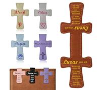 UIDMEN Segnalibri cristiani magnetici personalizzati, segnalibro personalizzato in pelle PU con nome e versi della Bibbia, segni di libri con croce cattolica, regali religiosi per donne, studenti