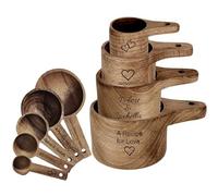 UIDMEN Set di misurini e cucchiai in legno personalizzato, misurino in legno di acacia massiccio, accessori da cucina in legno, carini misurini per cottura e cucina, regali per addio al nubilato