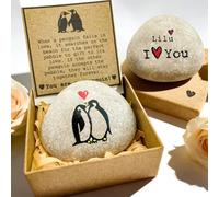 UIDMEN Set di scatole regalo romantiche personalizzate con pinguino, set di scatole regalo per coppie, dipinte a mano, con biglietto di auguri, regali per lei, fidanzata, moglie, anniversario, San