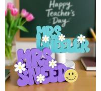 UIDMEN Targhetta personalizzata per insegnanti stampata 3D, stile retrò, con margherita, decorazione per ufficio, regali di ringraziamento per insegnanti, inizio della scuola, fine anno