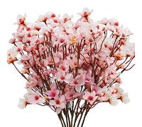 Uieke 8 fiori di ciliegio artificiali, rami di ciliegio in seta, fiori di prugno finti per fai da te, casa, albero di nozze, decorazione per feste, colore rosa