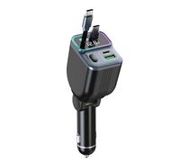 UieoKakeh Caricatore per Auto Scalabile 4 in 1 con Porta USB e Type-C Retrattile PD65W