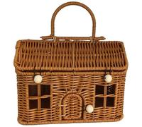 UieoKakeh Case in Miniatura Cestini in Rattan Cesto da Picnic in Rattan PP A Forma di Casa con Coperchio e Maniglia Chiusura A in Vimini Organizzazione, Stoccaggio