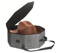 UieoKakeh Scatola per Cappelli Ottagonale Pieghevole in Tessuto Pesante con Coperchio A Cerniera per Cappelli da Cowboy A Larga Grigia