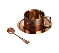UieoKakeh Set di Tazze per Latte e Caffè 200ML In Acciaio Inossidabile 304 Design A Doppio Strato con Saucer, Vassoio, Manico - Facile da Pulire B