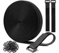 UIEXAY 10M fascette fermacavo con 50 fibbie, fermacavi riutilizzabili 2 cm larghezza, lunghezza di taglio libera fascetta cavi, per organizzare cavi, tubi flessibili, nero