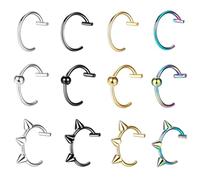 UIEXAY 12 Pcs Piercing Finti Orecchino Naso, Piercing Labbro, In Acciaio Inossidabile Unisex Anello Per Labbra, Fake Piercing