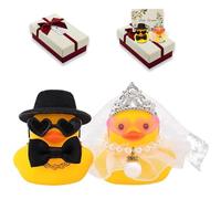 UIEXAY 2 Pezzi Anatre Di Gomma Per Matrimoni, Sposa E Sposo, Mini Coppia Di Anatre Per Cerimonia, Regalo, Ricordo, Benedizione Di Nozze, Elegante, Regalo Commovente(A)