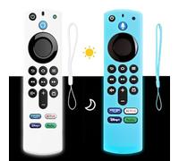 UIEXAY 2 Pezzi Silicone Remote Case Compatible With Firestick 4K Max (2Nd)/Toshiba/Insignia/Pioneer/Omni Alexa Voice Remote Enhanced With Lanyard (Bianco e blu)