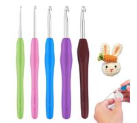 UIEXAY 5 Pezzi Set Uncinetti Professionali con Impugnatura Morbida in Alluminio - 2/3/4/5/6mm Multicolore per Principianti, Hobby Creativi, Maglia e Amigurumi (Ergonomico e Antiscivolo)