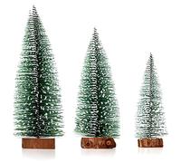 UIEXAY 9 PZ Mini Albero di Natale Innevato, Miniatura Albero di Natale Artificiale con Base Legno per Decorazione Tavolo, Camera o Vetrina - 10/15/20CM