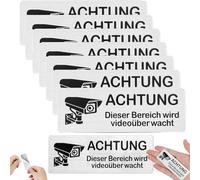 UIEXAY Cartello Area Videosorvegliata Alluminio da Esterno 8.5x3 cm, 8 pcs Area Sottoposta a Videosorveglianza Adesivo GDPR, Cartelli Privacy Telecamere Sorvegliata per Proprietà Privata