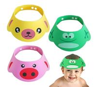 UIEXAY Cuffia doccia,Cuffie da doccia per bambini in confezione da 3, casco di sicurezza regolabile, morbido silicone, impedisce all'acqua di penetrare negli occhi e nel viso