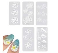 UIEXAY Set Da 5 Stampo Per Unghie In Silicone 3D A Forma Di Fiore, Stencil Per Unghie In Gel, Forme Di Conchiglia, Stampi In Silicone Per Nail Art, Accessori Per Decorazioni Fai Da Te Per Nail
