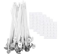 UIEXAY Stoppini per candele, set di 100 stoppini per candele,100 adesivi,10 cm, stoppini per candele fai da te (set di stoppini per candele, 10 cm)