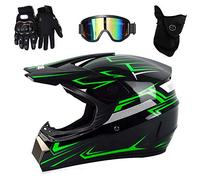 UIGJIOG Casco Motocross Bambino Set,Casco da Cross,Casco Integrale Da Motocross Adulti E Bambini,Casco da downhill integrale MTB,M,L(56~57cm)