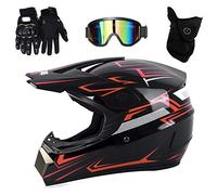 UIGJIOG Casco Motocross Bambino Set,Casco da Cross,Casco Integrale Da Motocross Adulti E Bambini,Casco da downhill integrale MTB,N,L(56~57cm)