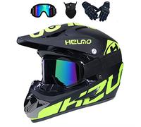 UIGJIOG Casco Motocross Bambino Set,Casco da Cross,Casco Integrale Da Motocross Adulti E Bambini,Casco da downhill integrale MTB,I,L(56~57cm)