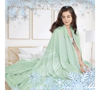 UIHECTA Coperta Rinfrescante per L'Estate, Coperta Estiva Leggera E Traspirante, Trapunta per Aria Condizionata, Effetto Freddo Bifacciale, per Chi Dorme Caldo E Suda di Notte,Verde,230 * 270cm