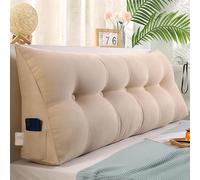 UIHECTA Cuscino A Cuneo Triangolare Cuscino Da Lettura Testiera Schienale Testiera Removibile Cuscino Lombare A Cuneo Sostegno Posizionamento Bolster Per Camera Divano Letto,Beige,L200×W20×H50cm