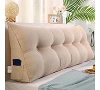 UIHECTA Cuscino Testata Triangolare Cuscino per Testiera A Cuneo Sostegno alla Lettura Cuscino Lombare Schienale Dormeuse per Leggere A Letto con Rivestimento Sfoderabile,Beige,L200×W20×H50cm
