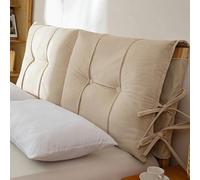 UIHECTA Cuscino Testiera Letto Imbottito, Schienale Letto Spesso 10 CM con Cinghie, Rivestimento Testiera Rimovibile e Lavabile, Ideale per Leggere e Stare Seduti a Letto,Cream,180 * 60 * 10cm