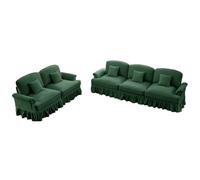 UIHECTA Divano Cloud Confortabile Stile metà Secolo, Divano Modulare Angolare con Pouf Movibile, Gonna Staccabile e Braccioli Eleganti a Svaso, per Camera da Letto Soggiorno,Verde,5Seat