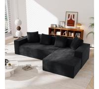 UIHECTA Divano Componibile Cloud Chaise Longue A L, Divano Moderno in Velluto A Coste Senza Osso Soggiorno, Divano in Memory Foam Seduta Profonda, Non Richiede Montaggio,Nero